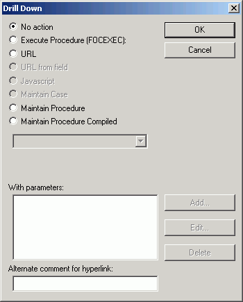 Drill Down dialog box