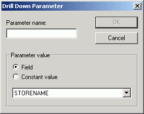 Drill Down Parameter dialog box