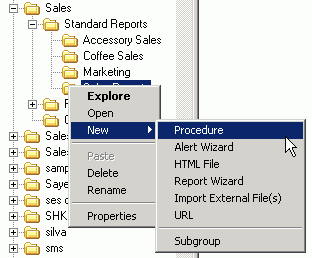 New Procedure for Standard Report group
