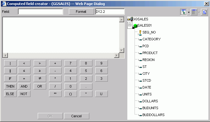 Field creator dialog box