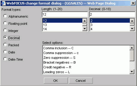 Change format dialog box