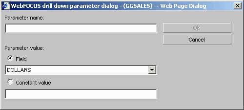 Drill down parameter dialog box