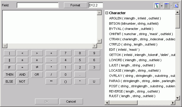 List of predefined functions