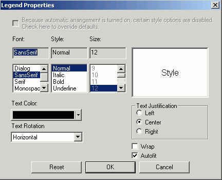 Style Legend Text on the Settings tab