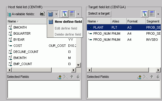 Define field options