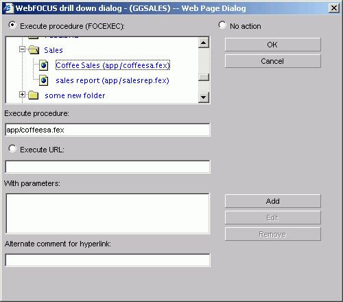 Drill down execute procedure
