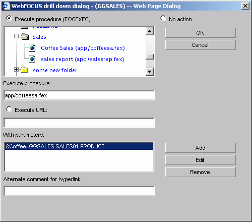 Drill down With Parameters list