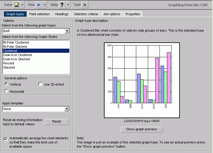 Graph types cluster bar
