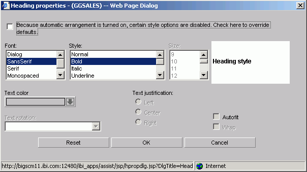 Settings in the Headings tab