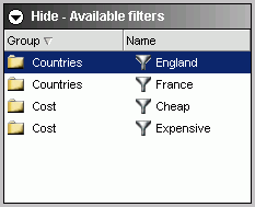 filters in the Selection Criteria tab