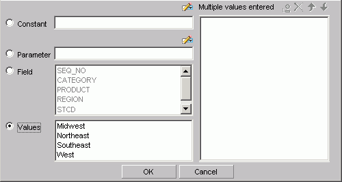 Values dialog box